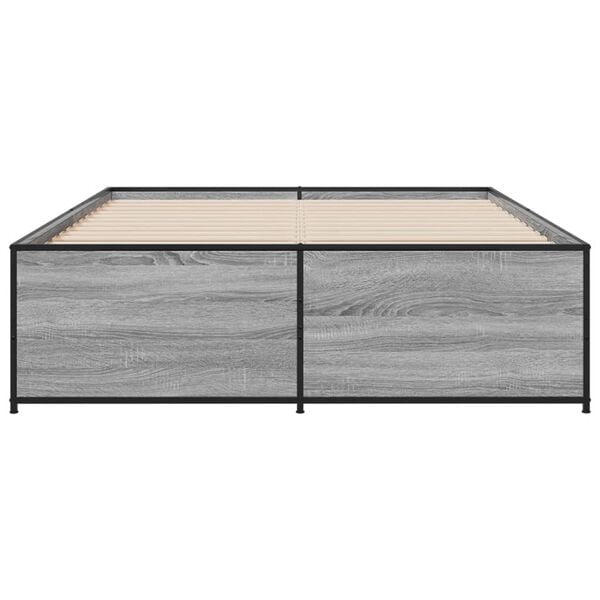 vidaXL Bed Frame Gray Sonoma Engineered wood, Steel Full Durable
