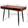 vidaXL Desk Brown MDF, Powder-Coated Steel Medium Computer Desk
