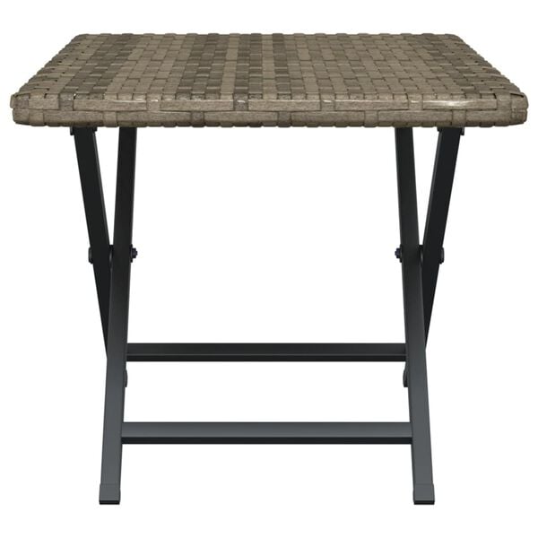 vidaXL Folding Table Grey PE rattan, powder-coated steel Compact