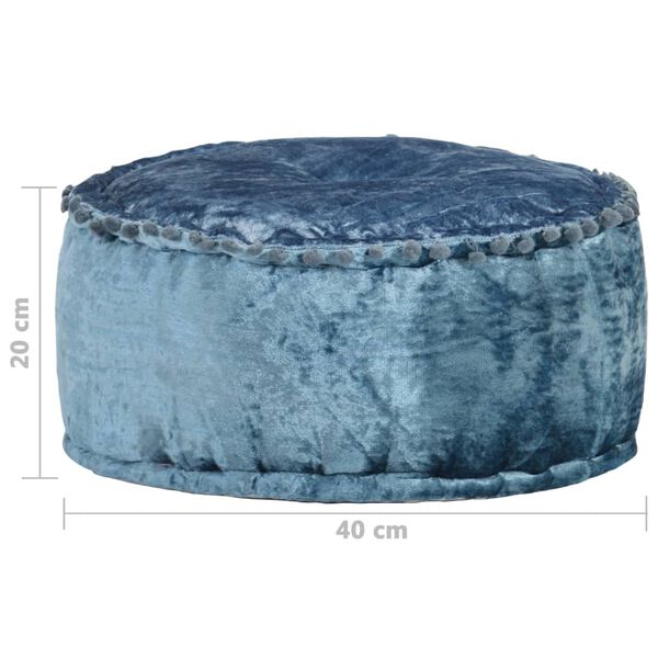 vidaXL Pouffe Blue Velvet (100% viscose) Small Pouffe Round