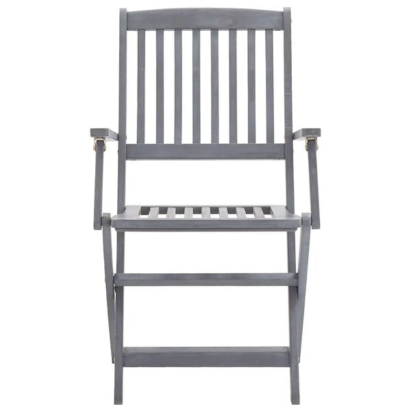 vidaXL Outdoor Chair Set of 4 Grey Solid Acacia wood Standard Foldable