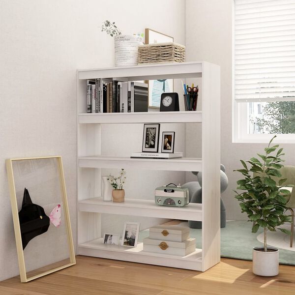 vidaXL Book Cabinet White Solid pinewood 39.4x11.8x53.3 in Book Cabinet