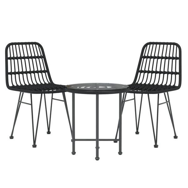 vidaXL Garden Dining Set Black Steel, Polyethylene with a Rattan Look