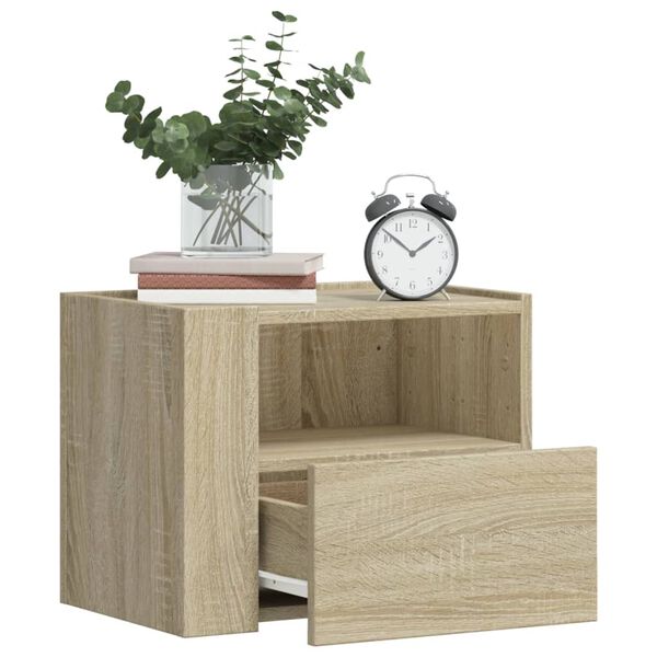 vidaXL Wall-mounted Bedside Cabinet Sonoma oak Engineered wood Medium