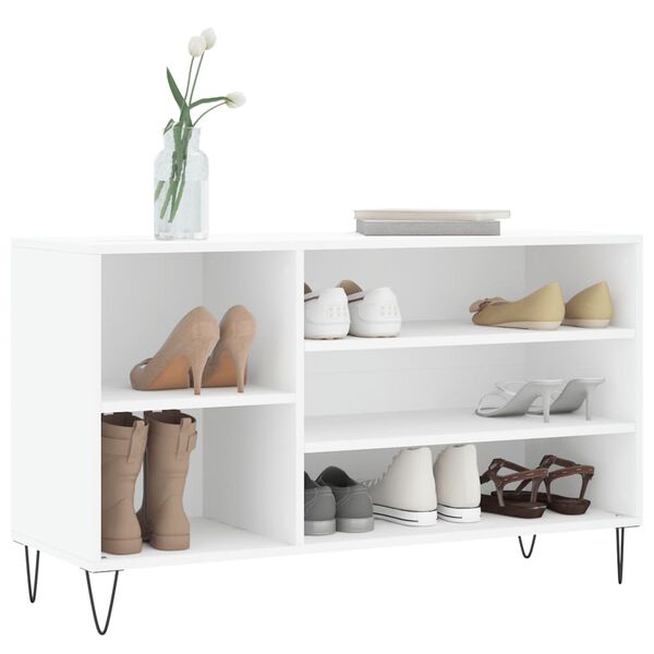 vidaXL Shoe Cabinet White Engineered wood, metal Medium Shoe Cabinet