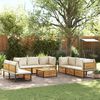 vidaXL Garden Sofa Set Cream White, Natural Wood