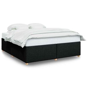 vidaXL Bed Frame Black Polyester, Plywood, Engineered wood, Solid pine wood