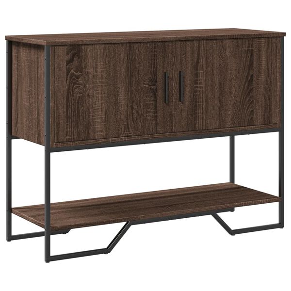 vidaXL Console Table Brown oak Engineered wood, metal 39.4x13.8x29.3 in