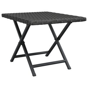 vidaXL Folding Table Black PE rattan, powder-coated steel Compact