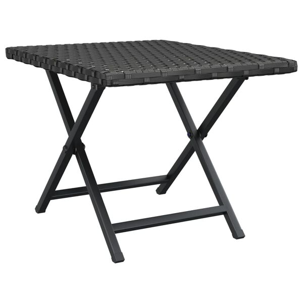 vidaXL Folding Table Black PE rattan, powder-coated steel Compact