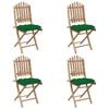 vidaXL Patio Dining Set Set of 4 Brown, Green Bamboo, Polyester Standard