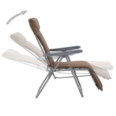 vidaXL Folding Patio Chairs with Cushions 2 pcs Brown
