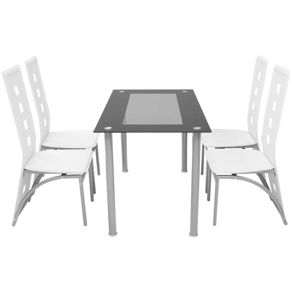 vidaXL Dining Table And Chairs White