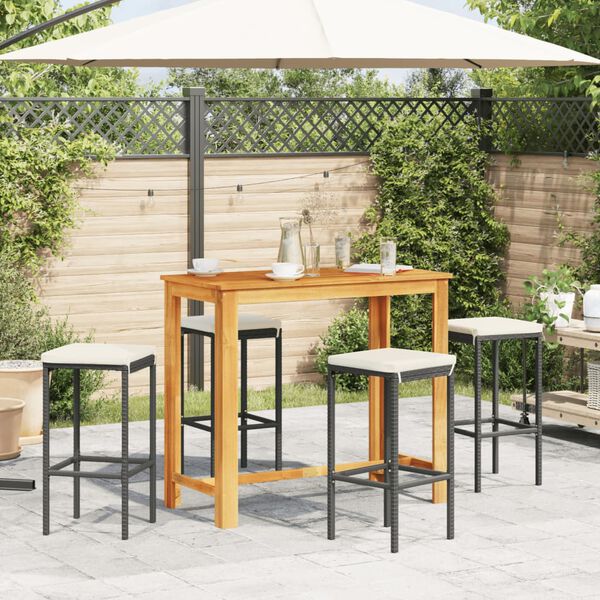 vidaXL Garden Bar Set Black, Cream White