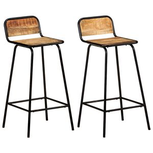 vidaXL Bar Stool Set of 2 Natural wood, Black
