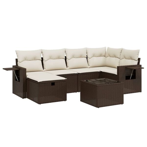 vidaXL Garden Sofa Set Brown, Cream White
