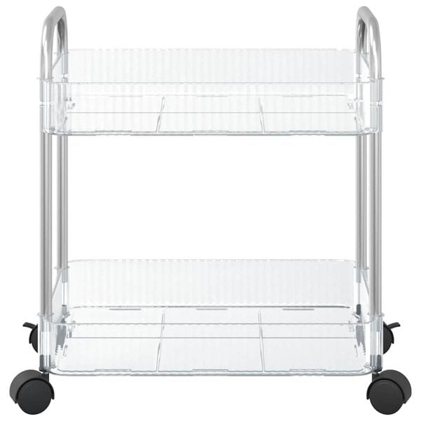 vidaXL Storage Trolley 2-Tier Transparent 14.6x11.0x17.1" Acrylic