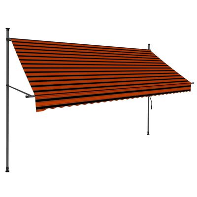 vidaXL Manual Retractable Awning with LED 118.1" Orange and Brown