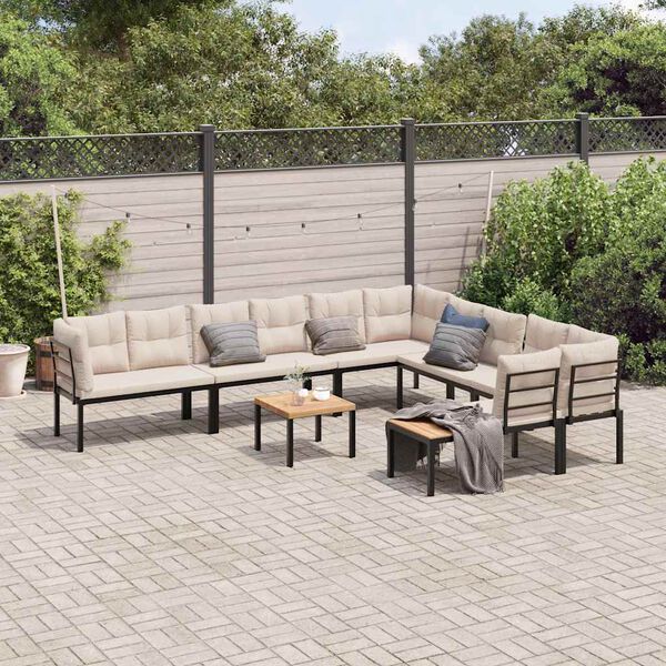 vidaXL Garden Sofa Set Black, Brown, Taupe
