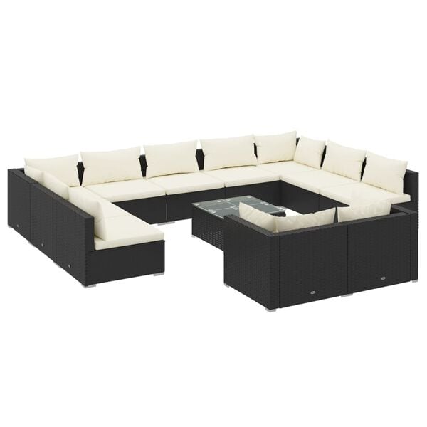 vidaXL Garden Lounge Set Black and Cream