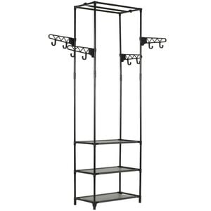vidaXL Clothes Rack Black Powder-coated steel, Non-woven fabric