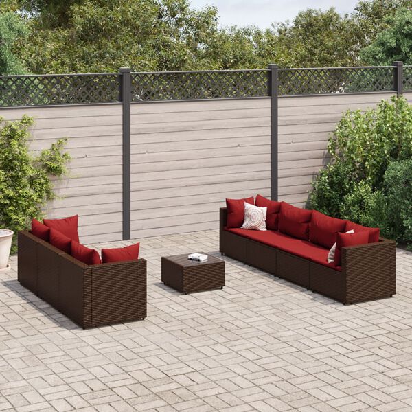 vidaXL Patio Lounge Set Set of 7 Brown