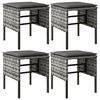 vidaXL Garden Footstool Set of 4 Grey PE Rattan Small