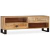 vidaXL TV Cabinet Natural Mango Wood Solid Mango Wood and Steel Medium
