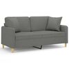 vidaXL 2-Seater Sofa with Pillows&Cushions Dark Gray 55.1" Fabric