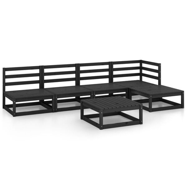 vidaXL Garden Lounge Set Black Solid Pine Wood Medium Modular