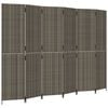 vidaXL Room Divider 6 Panels Gray Poly Rattan