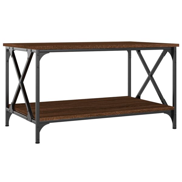 vidaXL Coffee Table Brown Oak Engineered Wood, Powder-Coated Iron