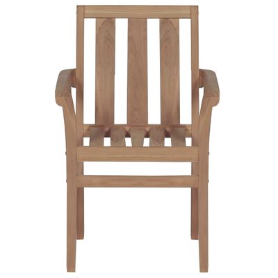 vidaXL Stackable Patio Chairs with Cushions 4 pcs Solid Teak Wood