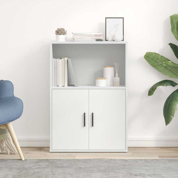 vidaXL Bookcase White Engineered Wood Compact Bookcase Rectangular