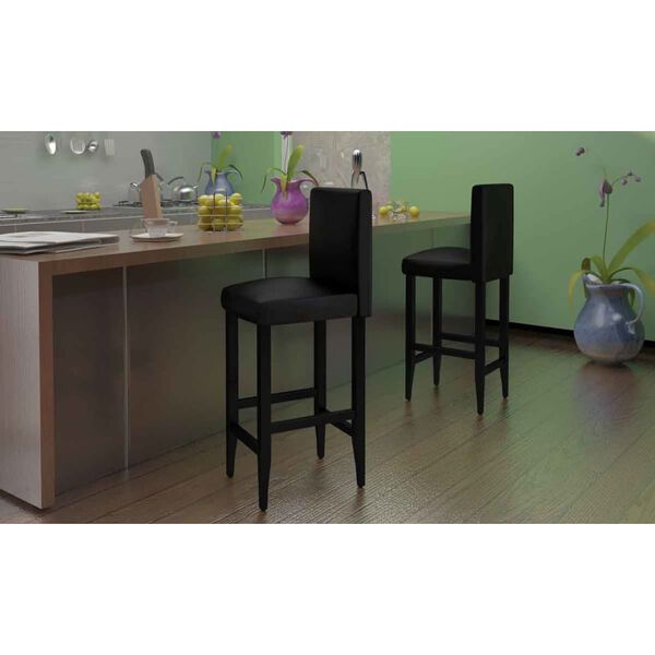 vidaXL Bar Stool Set of 4 Black PVC, Polyester, Cotton, Wood