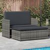 vidaXL Sofa Set Gray Poly Rattan, Powder-coated Steel, Polyester 2-seater