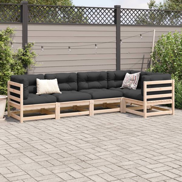 vidaXL Patio Sofa Set Anthracite Solid pine wood, Oxford fabric, PP cotton