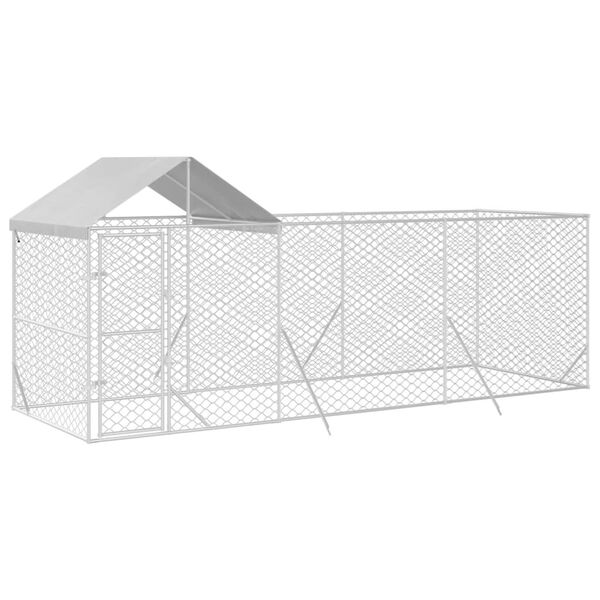 vidaXL Outdoor Dog Kennel Silver Galvanized steel, Polyethylene