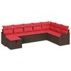 vidaXL Sofa Set with Cushion Manual 8 pcs Brown and Red Poly Rattan