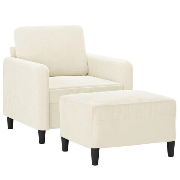 vidaXL Sofa Chair with Footstool Cream 23.6" Velvet