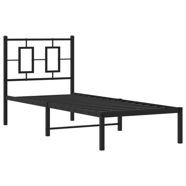 vidaXL Bed Frame Black Powder-Coated Steel Small Single Bed Frame