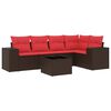 vidaXL 6 Piece Patio Sofa Set with Cushions Brown Poly Rattan