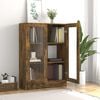 vidaXL Vitrine Cabinet Smoked Oak Engineered wood, glass Medium
