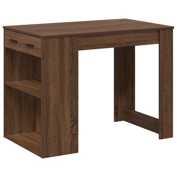 vidaXL Desk Brown Oak Engineered wood Medium Desk Rectangular Modern