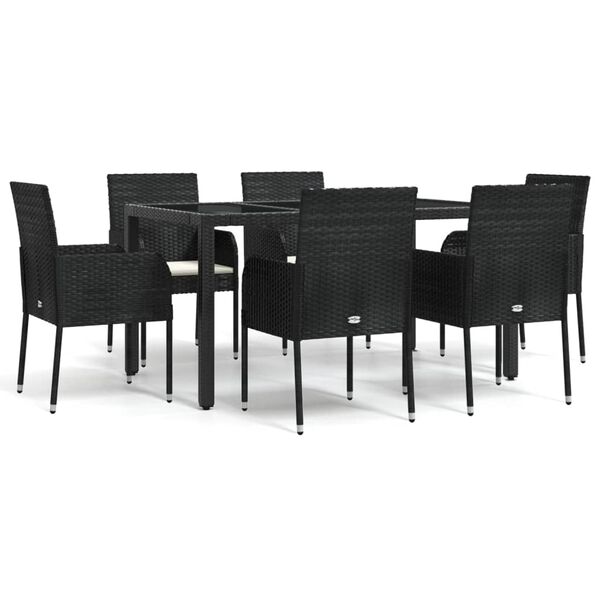 vidaXL Garden Dining Set Black, Cream white