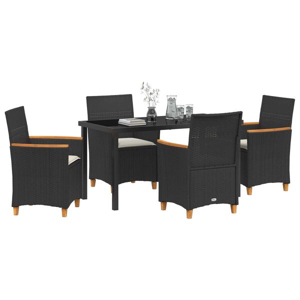 vidaXL Garden Dining Set 5 pcs Black poly rattan