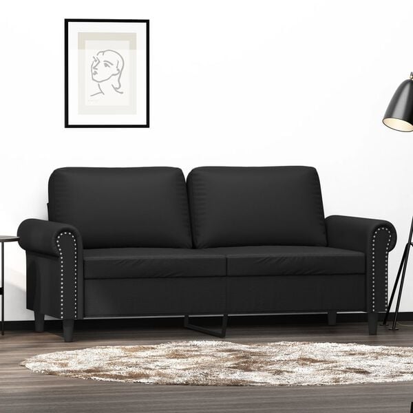 vidaXL 2-seater Sofa Black Faux leather, metal, foam 2-seater Tough