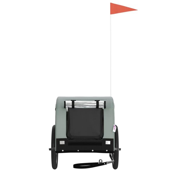 vidaXL Pet Bike Trailer Gray and Black Oxford Fabric, Iron, PVC