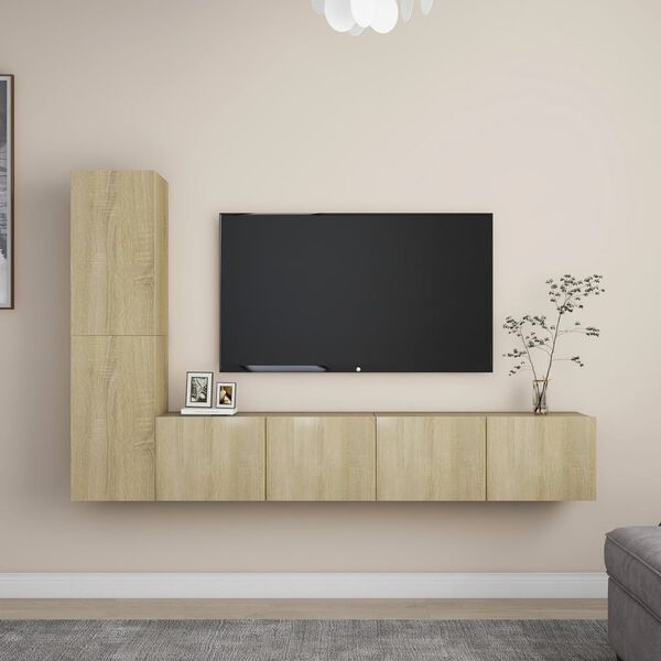 vidaXL TV Cabinet Set Set of 4 Sonoma oak Engineered wood Medium