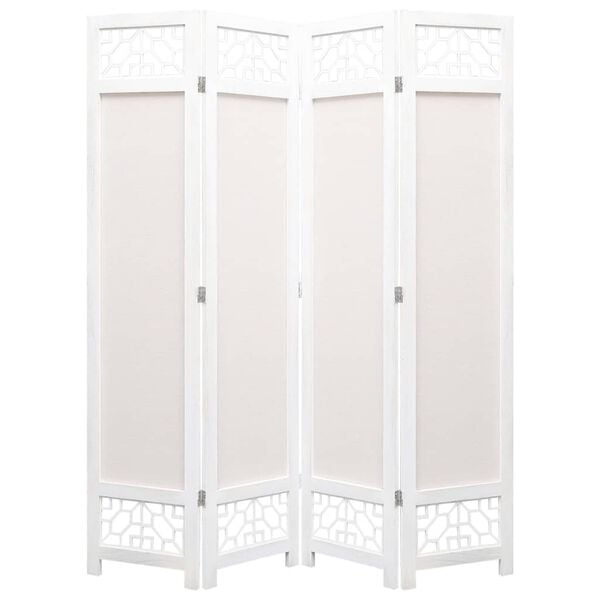 vidaXL 4-Panel Room Divider Cream 55.1"x65" Fabric